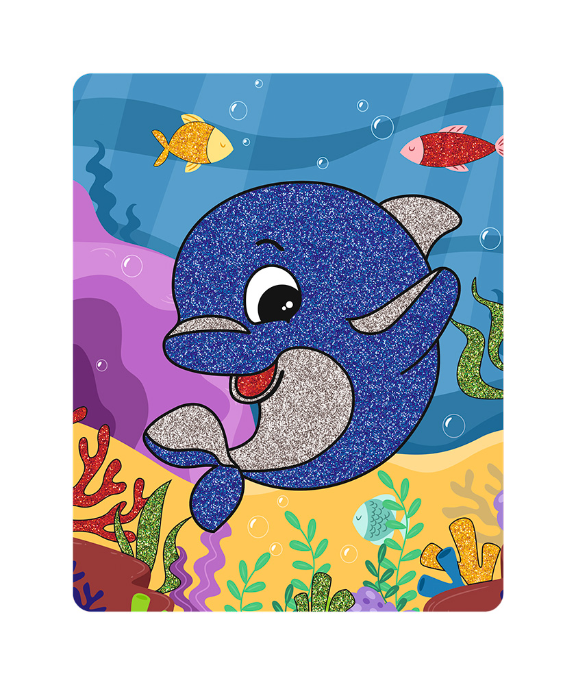 Аппликация блёстками "Hobbius. Дельфин" 20x25см, FBT-01 №04/1