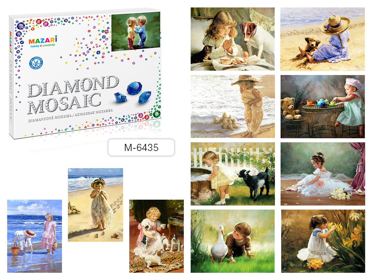 Алмазная вышивка холст на подрамнике 40х50см. MAZARI "ДЕТИ" ассорти, M-6435/1/12